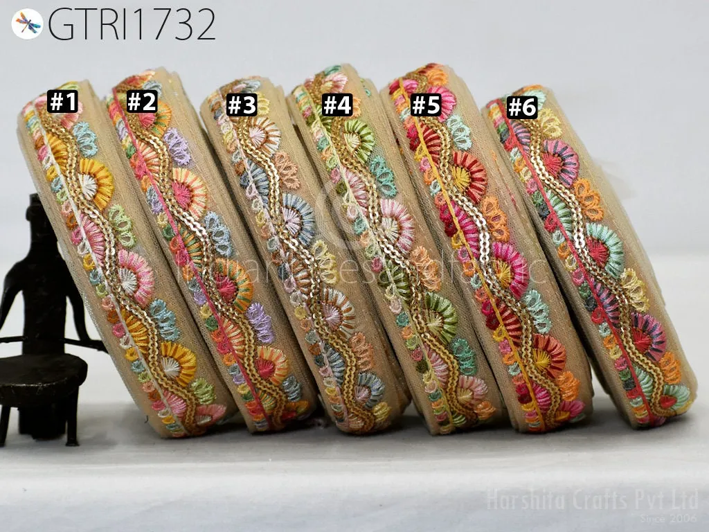 9 Yard Indian 3cm Embroidered Trim Sari Fabric Gift Wrapping Ribbon Embellish Sewing DIY Crafting Border Embroidery Cushions Lace Home Decor