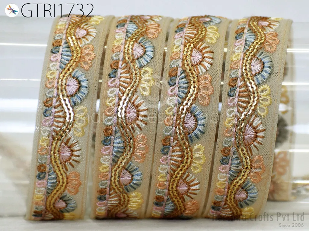 9 Yard Indian 3cm Embroidered Trim Sari Fabric Gift Wrapping Ribbon Embellish Sewing DIY Crafting Border Embroidery Cushions Lace Home Decor