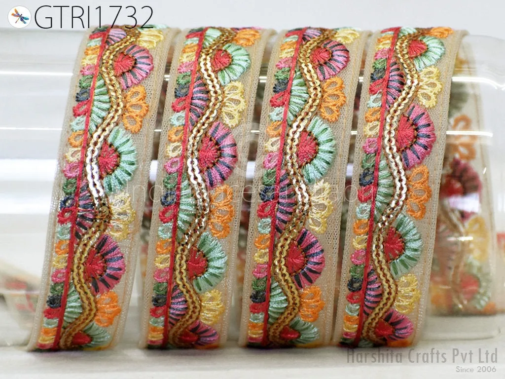 9 Yard Indian 3cm Embroidered Trim Sari Fabric Gift Wrapping Ribbon Embellish Sewing DIY Crafting Border Embroidery Cushions Lace Home Decor
