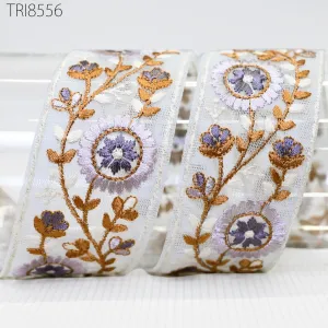 9 Yard Indian 45mm Embroidered Fabric Trim Embellishment Saree Ribbon Sewing Crafting Embroidery Border Wedding Dress Trimming Cushion Cover
