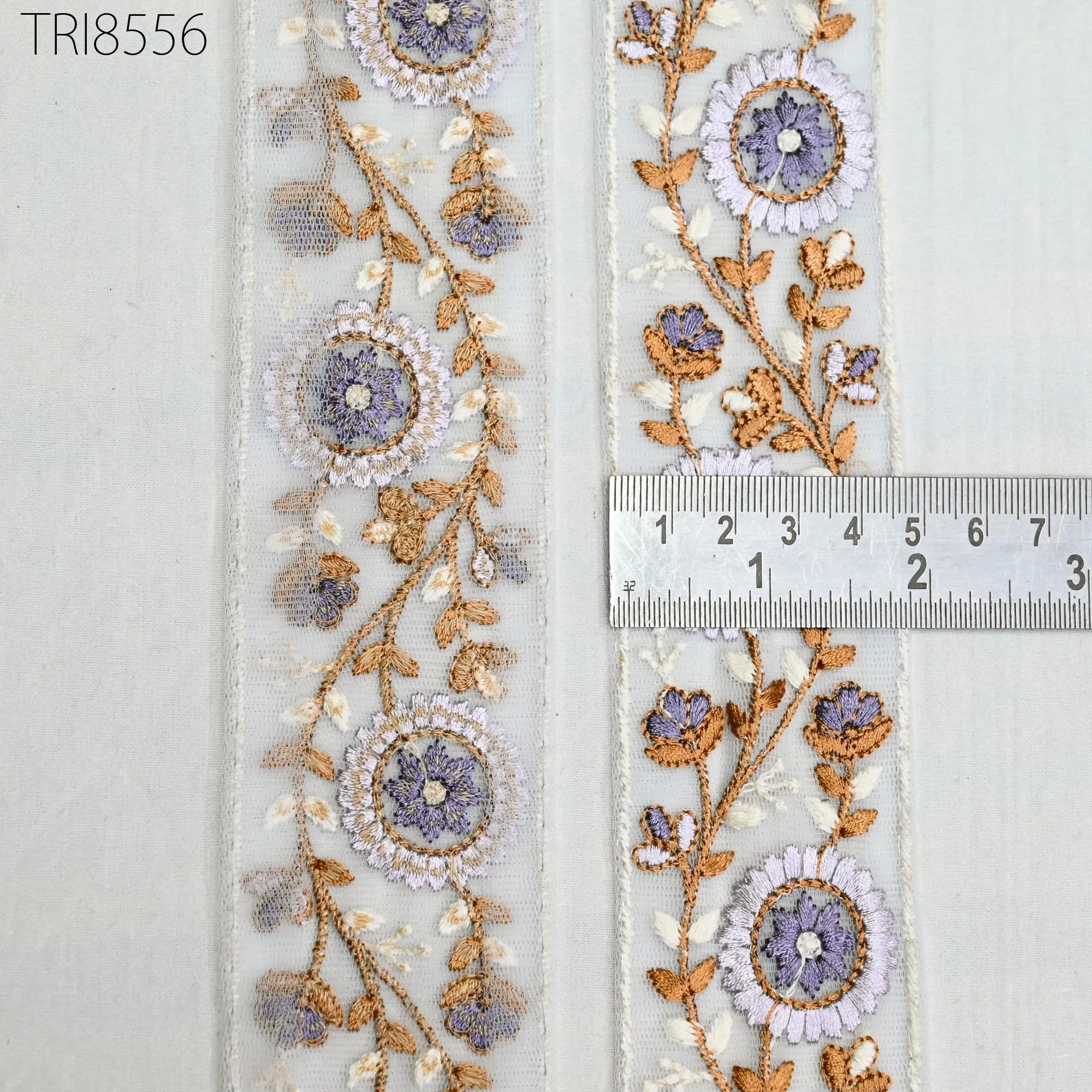 9 Yard Indian 45mm Embroidered Fabric Trim Embellishment Saree Ribbon Sewing Crafting Embroidery Border Wedding Dress Trimming Cushion Cover