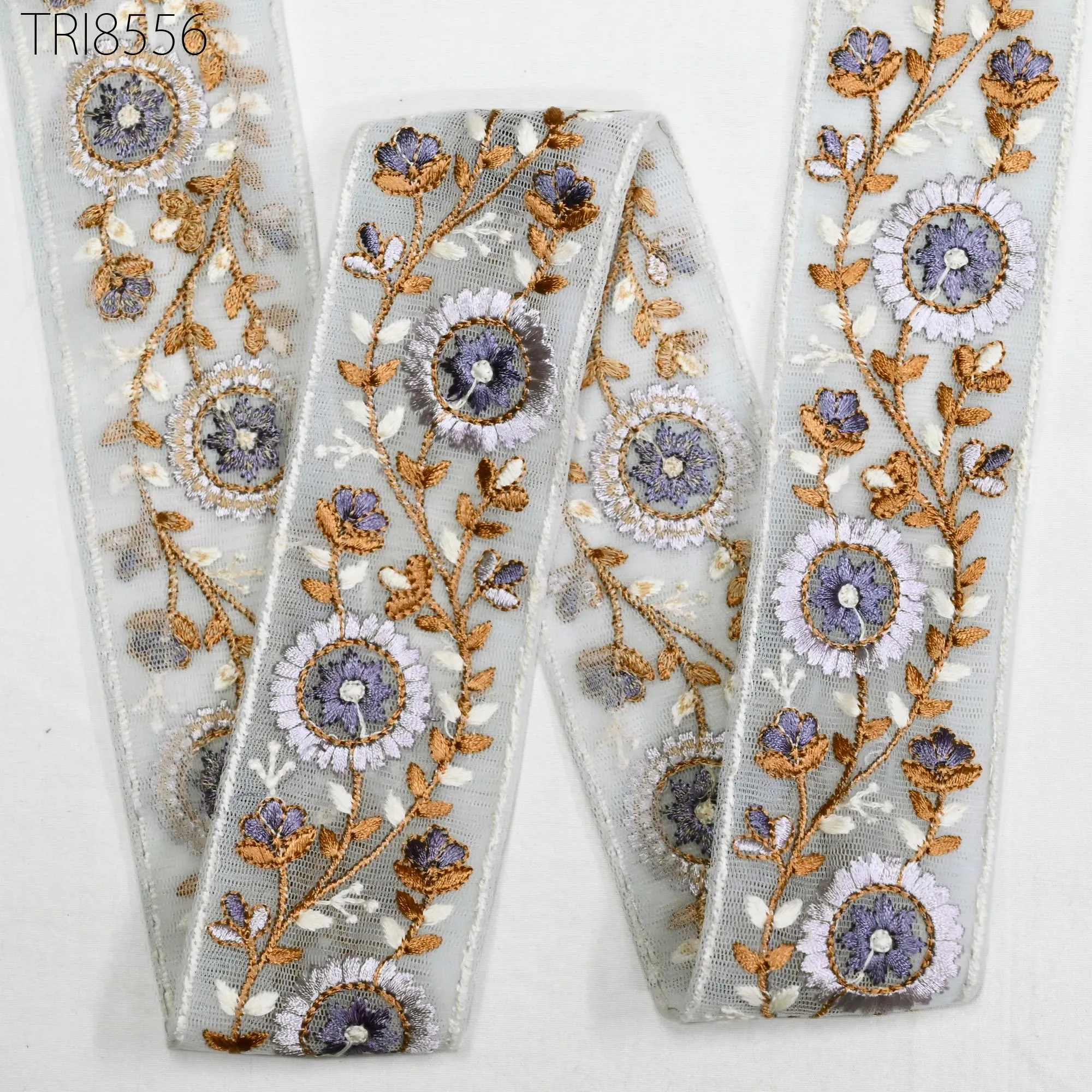 9 Yard Indian 45mm Embroidered Fabric Trim Embellishment Saree Ribbon Sewing Crafting Embroidery Border Wedding Dress Trimming Cushion Cover