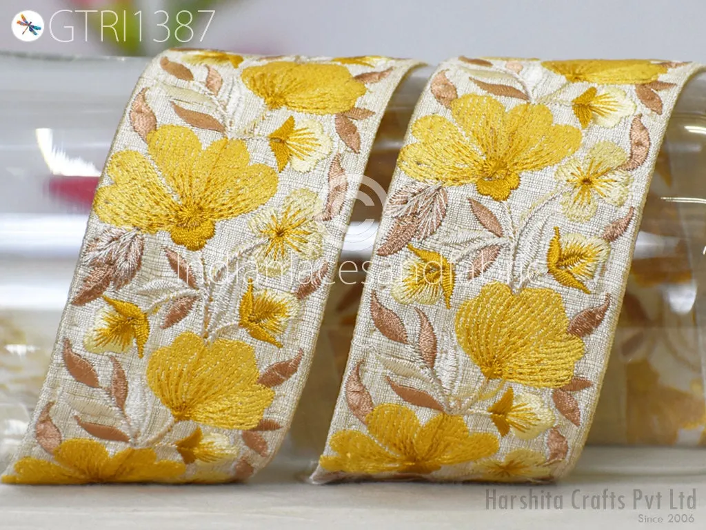 9 Yard Indian 5cm Trim Decor Sari Border Crafting Ribbon Sewing Embroidered Decorative Costumes Cushion Curtain Home Decor Trimming Headband