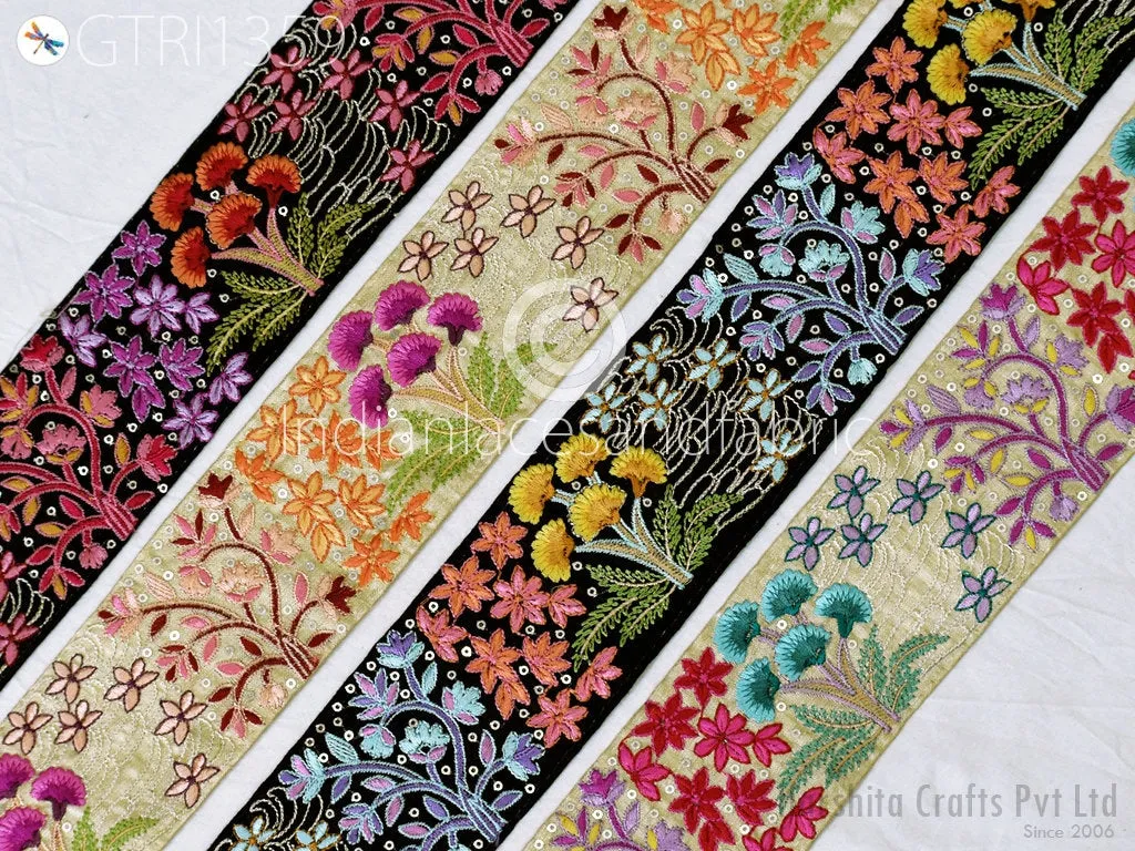9 Yard Indian 65mm Decorative Embroidery Fabric Trim Saree Embellishments DIY Crafting Sewing Curtains Sari Border Embroidered Ribbons
