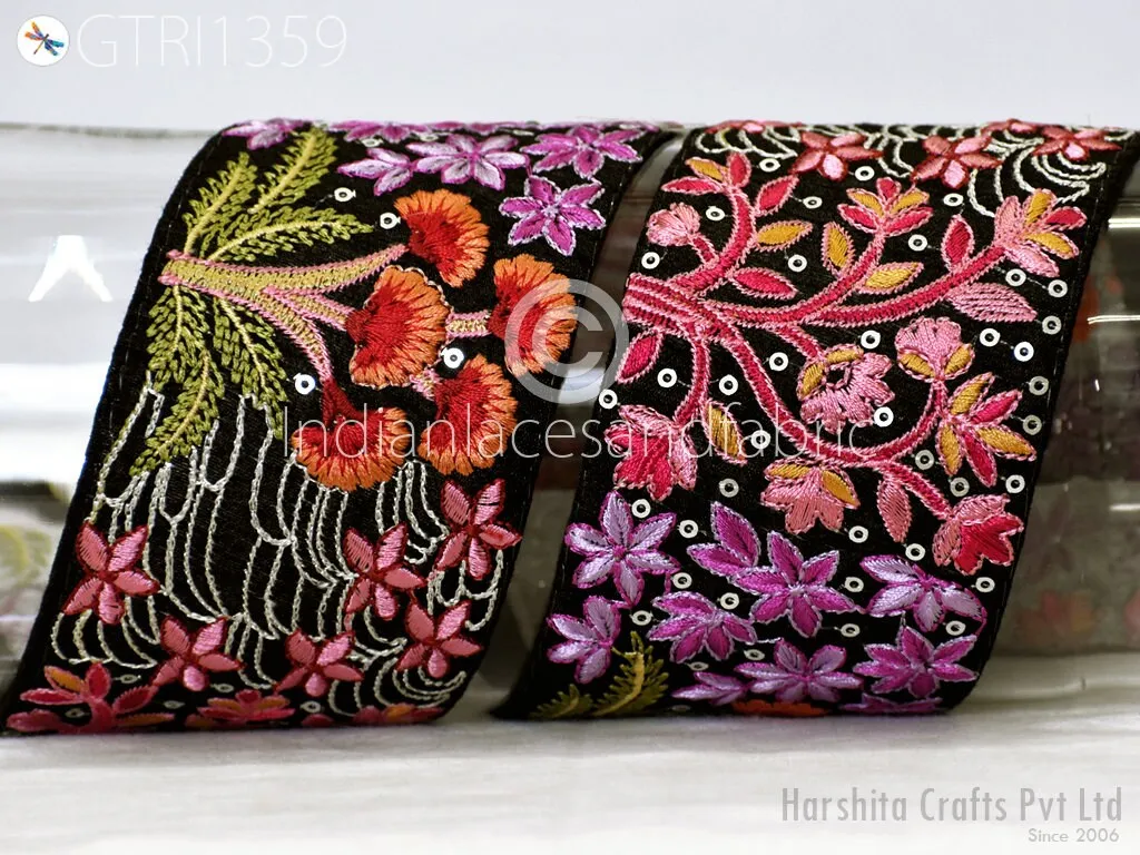 9 Yard Indian 65mm Decorative Embroidery Fabric Trim Saree Embellishments DIY Crafting Sewing Curtains Sari Border Embroidered Ribbons