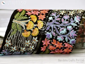 9 Yard Indian 65mm Decorative Embroidery Fabric Trim Saree Embellishments DIY Crafting Sewing Curtains Sari Border Embroidered Ribbons