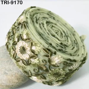 9 Yard Indian 6cm Embroidered Trim Embroidery Saree Ribbon Cushions Sewing Crafting Embellishments Sari Trimmings Border Curtain Home Décor