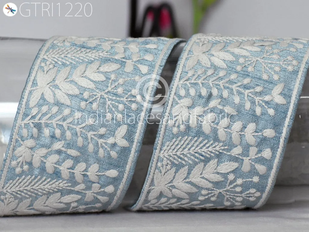 9 Yard Indian 75MM Embroidered Fabric Trim Embellishment Ribbon Cushions DIY Crafting Sari Border Wedding Saree Sewing Embroidery Dress Tape