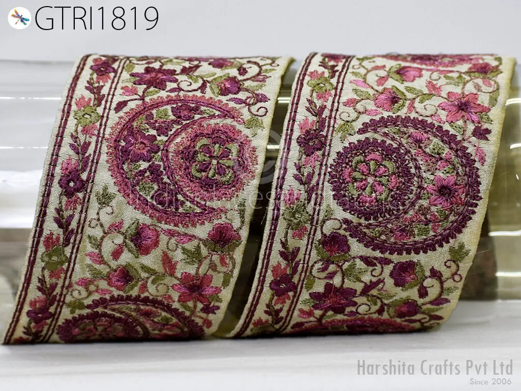 9 Yard Indian 7cm Embroidery Sari Trim Embroidered Wedding lehenga Border Saree Cushions Cover Sewing Crafting  Curtains Headbands Ribbon