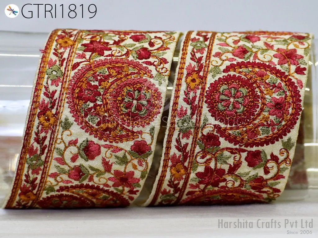 9 Yard Indian 7cm Embroidery Sari Trim Embroidered Wedding lehenga Border Saree Cushions Cover Sewing Crafting  Curtains Headbands Ribbon