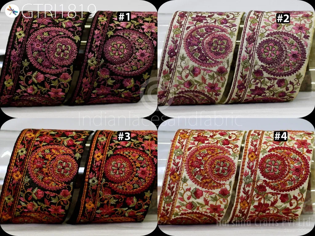 9 Yard Indian 7cm Embroidery Sari Trim Embroidered Wedding lehenga Border Saree Cushions Cover Sewing Crafting  Curtains Headbands Ribbon