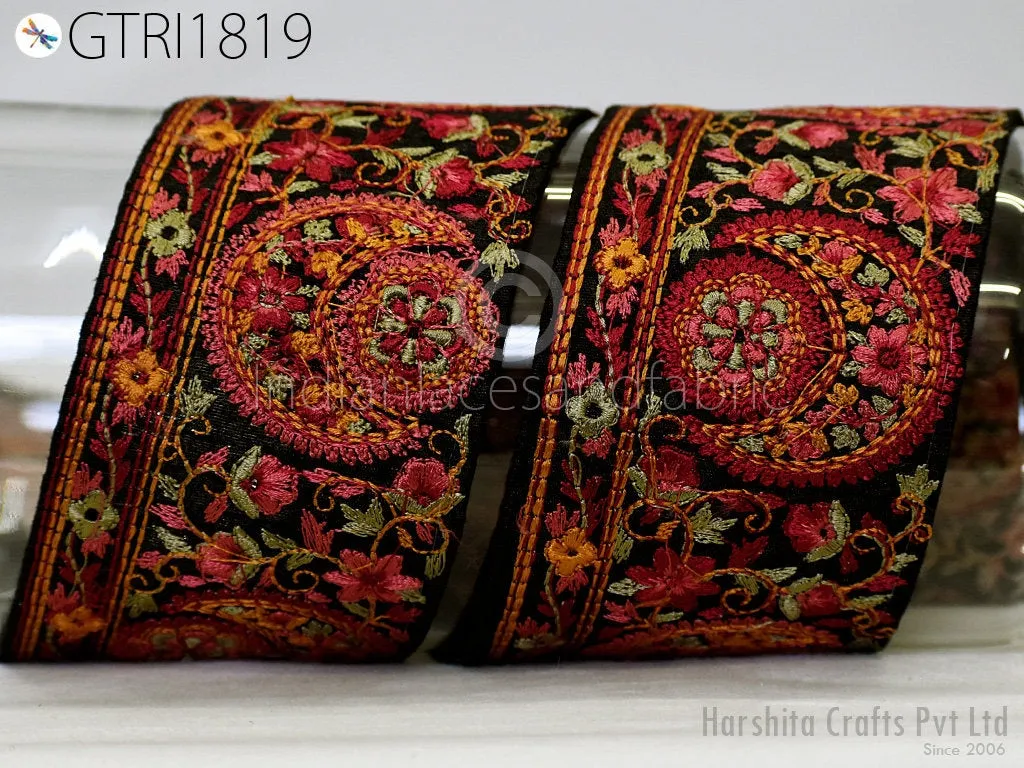 9 Yard Indian 7cm Embroidery Sari Trim Embroidered Wedding lehenga Border Saree Cushions Cover Sewing Crafting  Curtains Headbands Ribbon