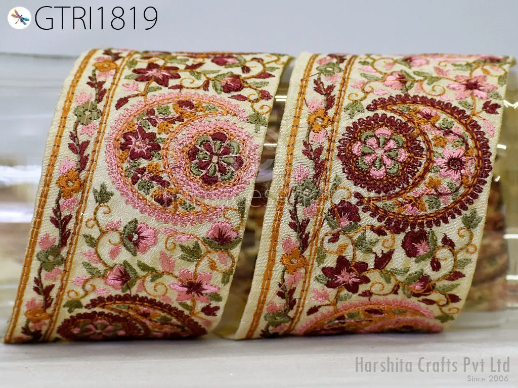 9 Yard Indian 7cm Embroidery Sari Trim Embroidered Wedding lehenga Border Saree Cushions Cover Sewing Crafting  Curtains Headbands Ribbon