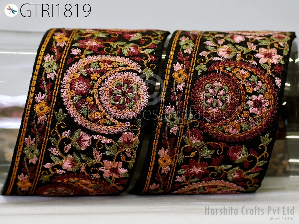 9 Yard Indian 7cm Embroidery Sari Trim Embroidered Wedding lehenga Border Saree Cushions Cover Sewing Crafting  Curtains Headbands Ribbon