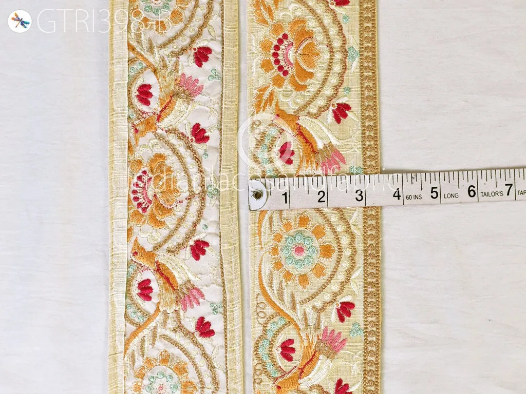 9 Yard Indian 8cm Embroidered Trim Cushions tape Embellishment Peacock Embroidery Ribbon Sewing DIY Crafting Border Wedding Trimmings