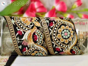9 Yard Indian 8cm Embroidered Trim Cushions tape Embellishment Peacock Embroidery Ribbon Sewing DIY Crafting Border Wedding Trimmings