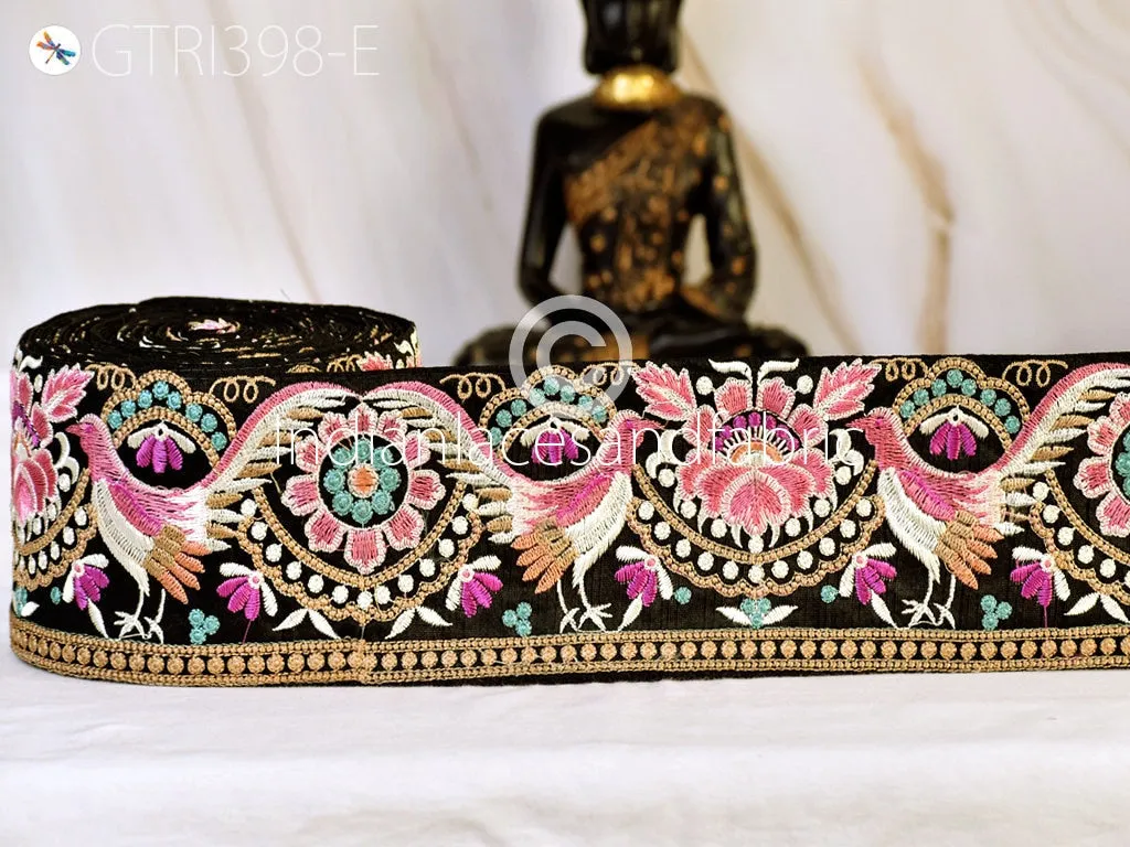 9 Yard Indian 8cm Peacock Embroidered Trim Cushions Embellish Wholesale Saree Ribbon Sewing DIY Crafting Border Wedding Trimmings Curtains