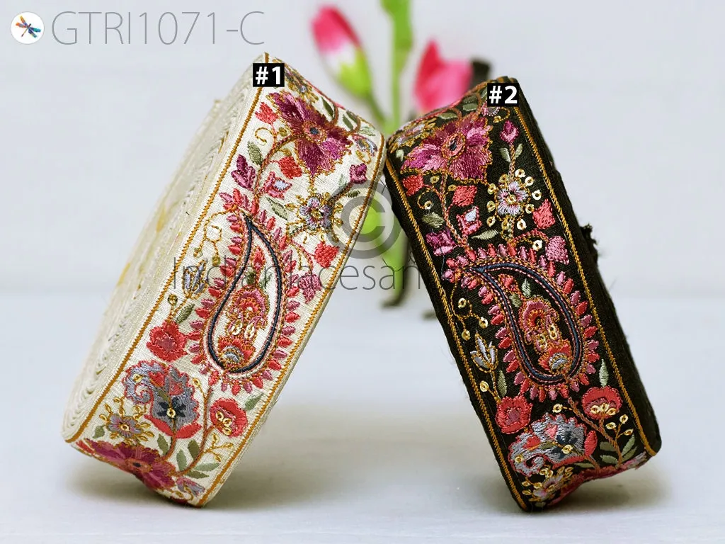 9 Yard Indian Embroidered Fabric 5 Cm Trim Saree Sewing Crafting Embellishment Embroidery Border Wedding Dress Trimmings Cushion Covers
