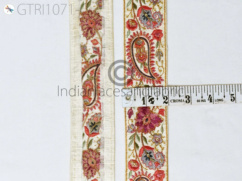 9 Yard Indian Embroidered Fabric 5 Cm Trim Saree Sewing Crafting Embellishment Embroidery Border Wedding Dress Trimmings Cushion Covers