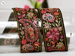 9 Yard Indian Embroidered Fabric 5 Cm Trim Saree Sewing Crafting Embellishment Embroidery Border Wedding Dress Trimmings Cushion Covers