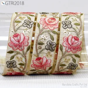 9 Yard Indian Embroidery 35mm Trim Embroidered Saree Ribbon Cushions Sewing Crafting Embellishments Sari Trimmings Border Curtain Home Décor