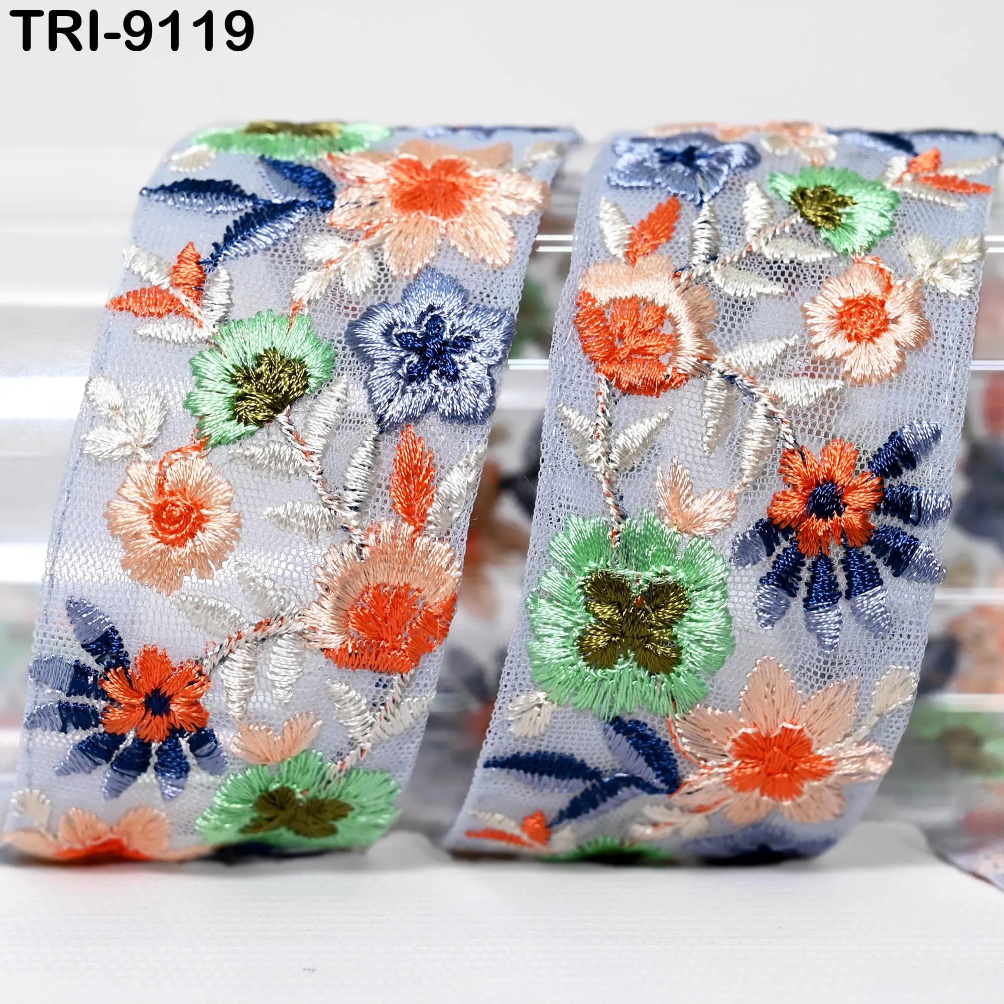 9 Yard Indian Embroidery Ribbons 4cm Embroidered Fabric Trim Embellishment Saree Sewing Craft Border Wedding Dress Cushion Cover Accessories