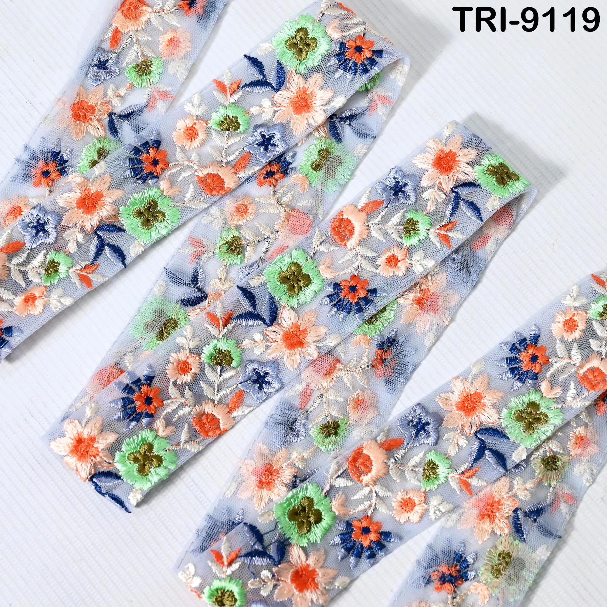 9 Yard Indian Embroidery Ribbons 4cm Embroidered Fabric Trim Embellishment Saree Sewing Craft Border Wedding Dress Cushion Cover Accessories