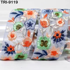 9 Yard Indian Embroidery Ribbons 4cm Embroidered Fabric Trim Embellishment Saree Sewing Craft Border Wedding Dress Cushion Cover Accessories