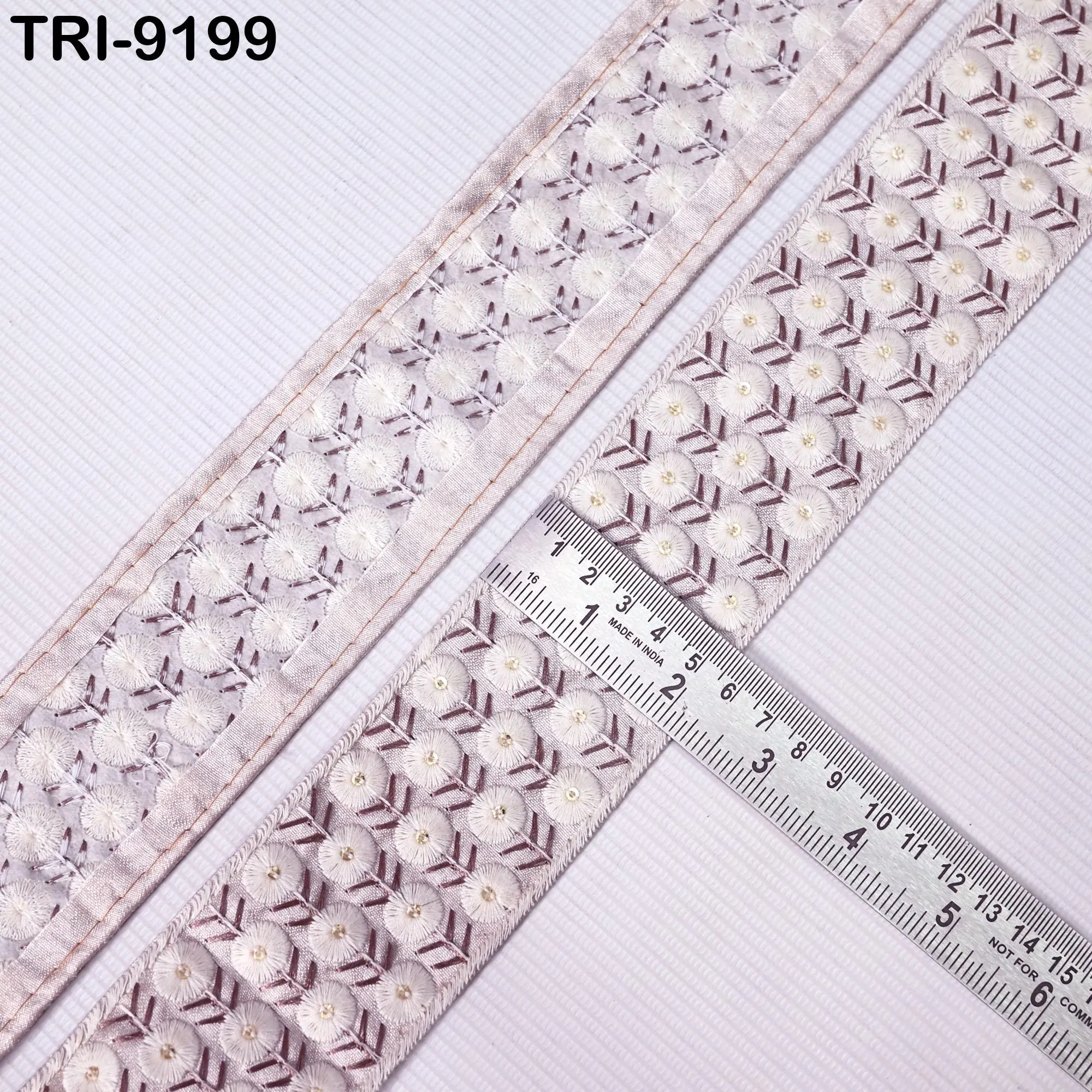 9 Yard Indian Embroidery Trim 6 cm Embroidered Saree Ribbon Sari Embellishments Cushions Sewing Crafting Trimmings Curtains Headbands Border