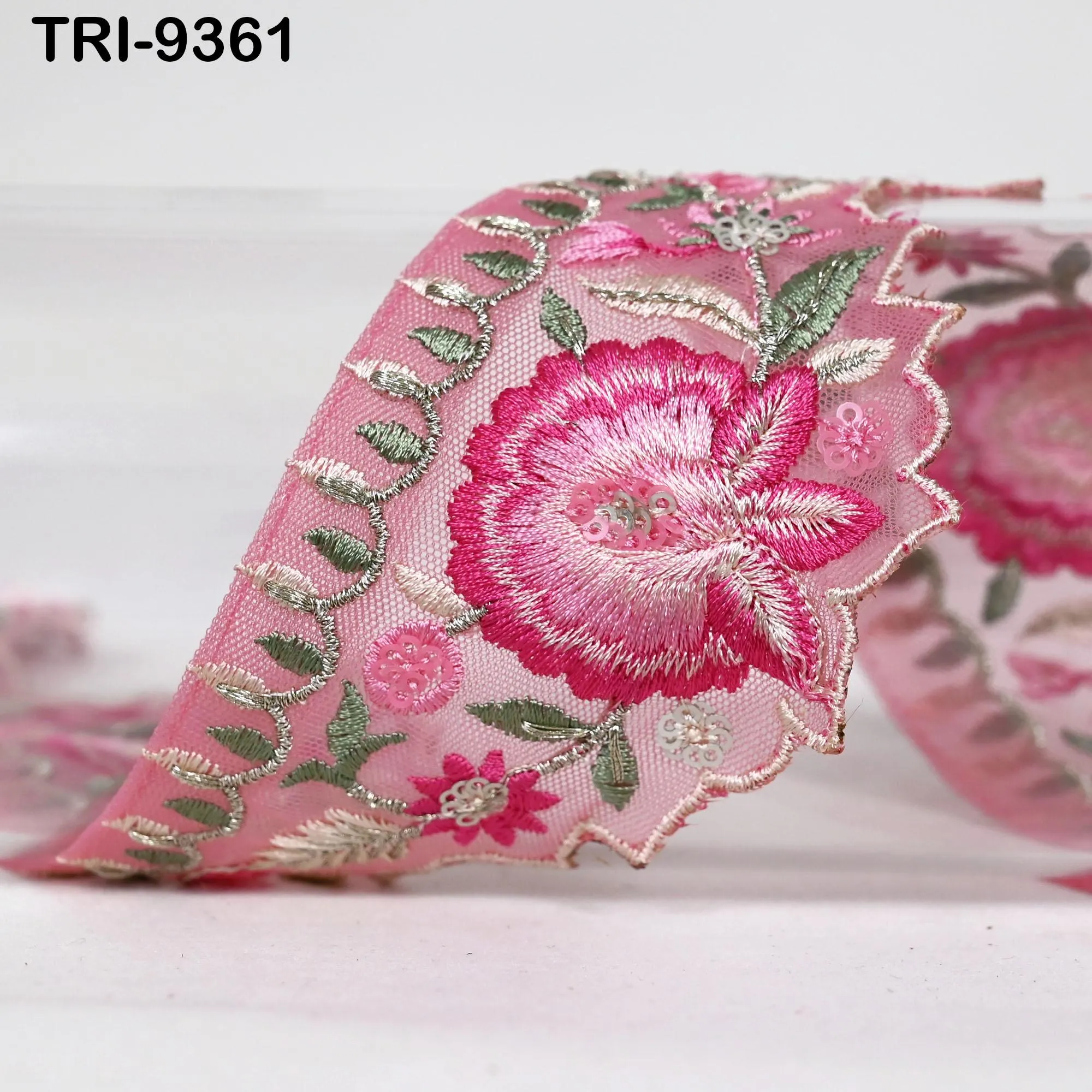 9 Yard Indian Embroidery Trim Scallop Edge Embroidered Saree 6cm Ribbon Junk Journals Sewing DIY Crafting Tape Curtains Headband Sari Border