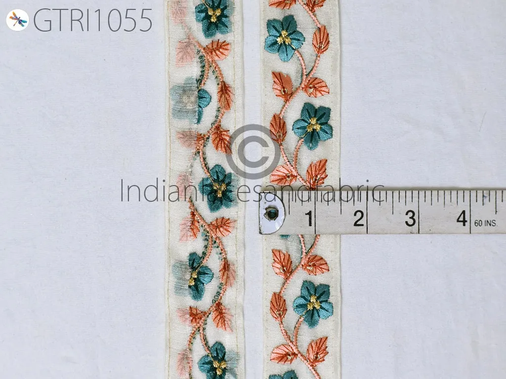 9 Yard Indian Floral Embroidered Trim Sari Embellishment Embroidery Border Saree Ribbon Cushions Cover Home Décor Sewing Clothing Trimmings