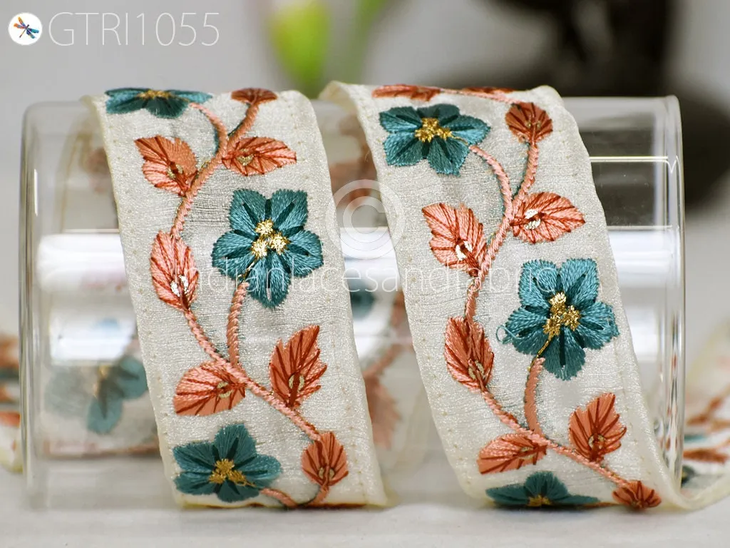 9 Yard Indian Floral Embroidered Trim Sari Embellishment Embroidery Border Saree Ribbon Cushions Cover Home Décor Sewing Clothing Trimmings