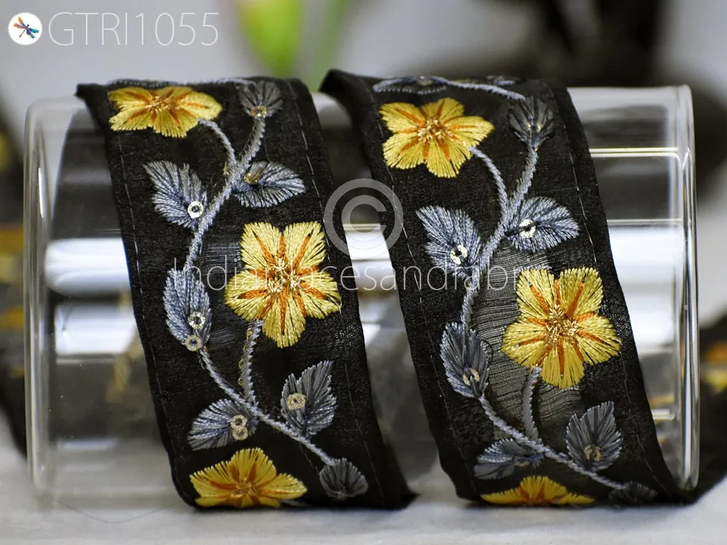 9 Yard Indian Floral Embroidered Trim Sari Embellishment Embroidery Border Saree Ribbon Cushions Cover Home Décor Sewing Clothing Trimmings