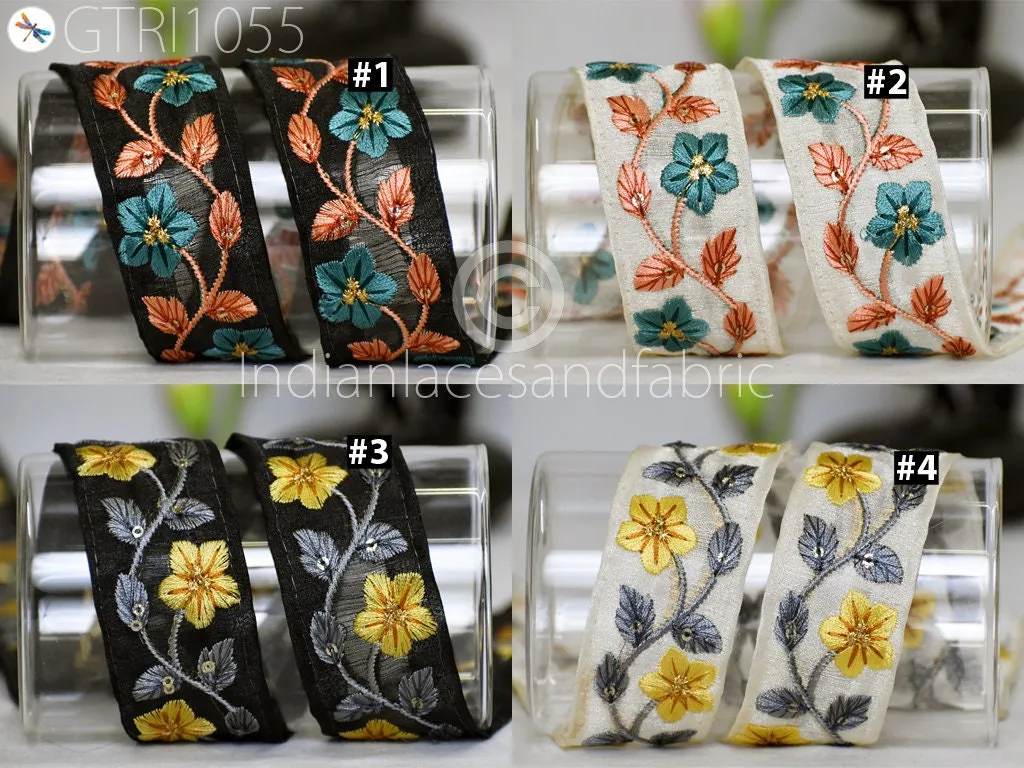9 Yard Indian Floral Embroidered Trim Sari Embellishment Embroidery Border Saree Ribbon Cushions Cover Home Décor Sewing Clothing Trimmings