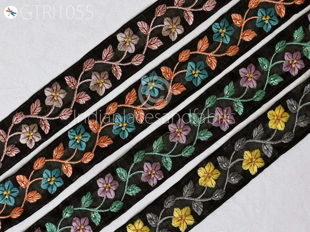 9 Yard Indian Floral Embroidered Trim Sari Embellishment Embroidery Border Saree Ribbon Cushions Cover Home Décor Sewing Clothing Trimmings