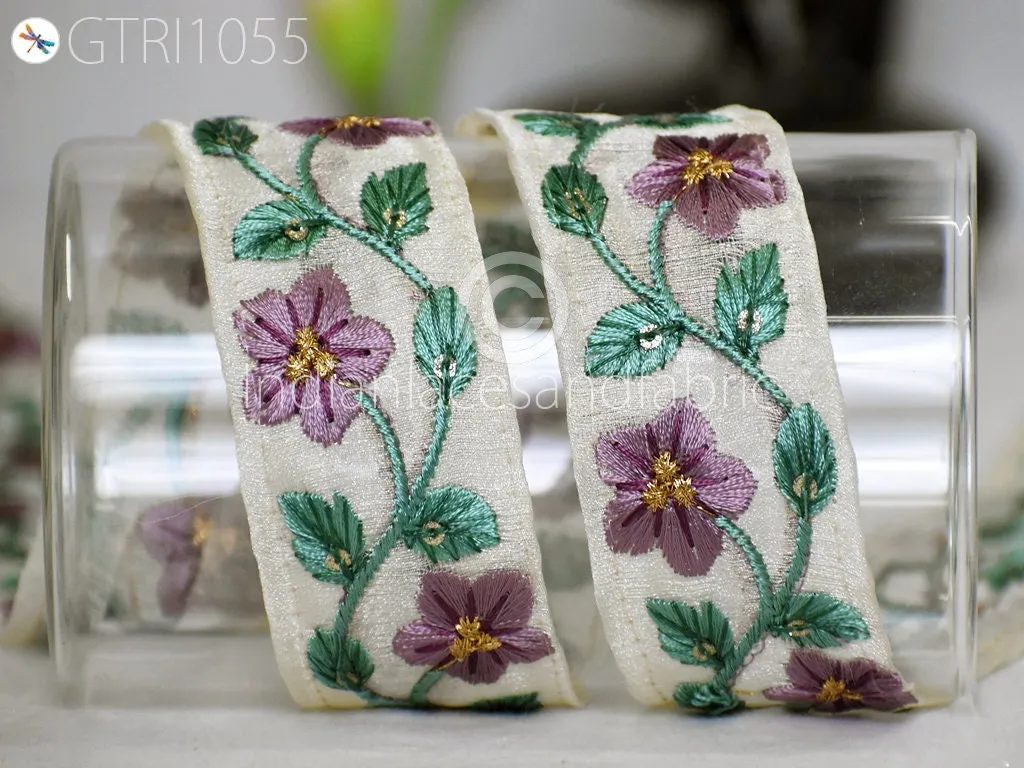 9 Yard Indian Floral Embroidered Trim Sari Embellishment Embroidery Border Saree Ribbon Cushions Cover Home Décor Sewing Clothing Trimmings