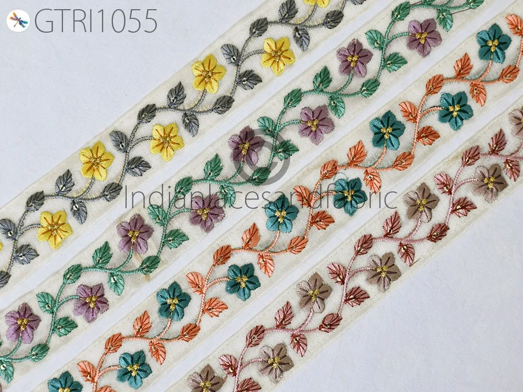 9 Yard Indian Floral Embroidered Trim Sari Embellishment Embroidery Border Saree Ribbon Cushions Cover Home Décor Sewing Clothing Trimmings