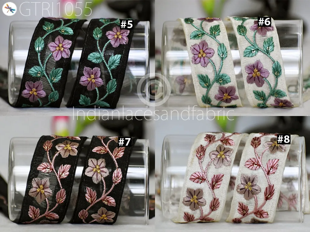 9 Yard Indian Floral Embroidered Trim Sari Embellishment Embroidery Border Saree Ribbon Cushions Cover Home Décor Sewing Clothing Trimmings