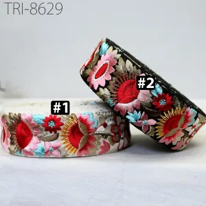9 Yard Indian Red Embroidery 5 CM Border Embroidered Fabric Trim Gift Wrapping Saree Ribbon Crafting Christmas Decoration Trimming