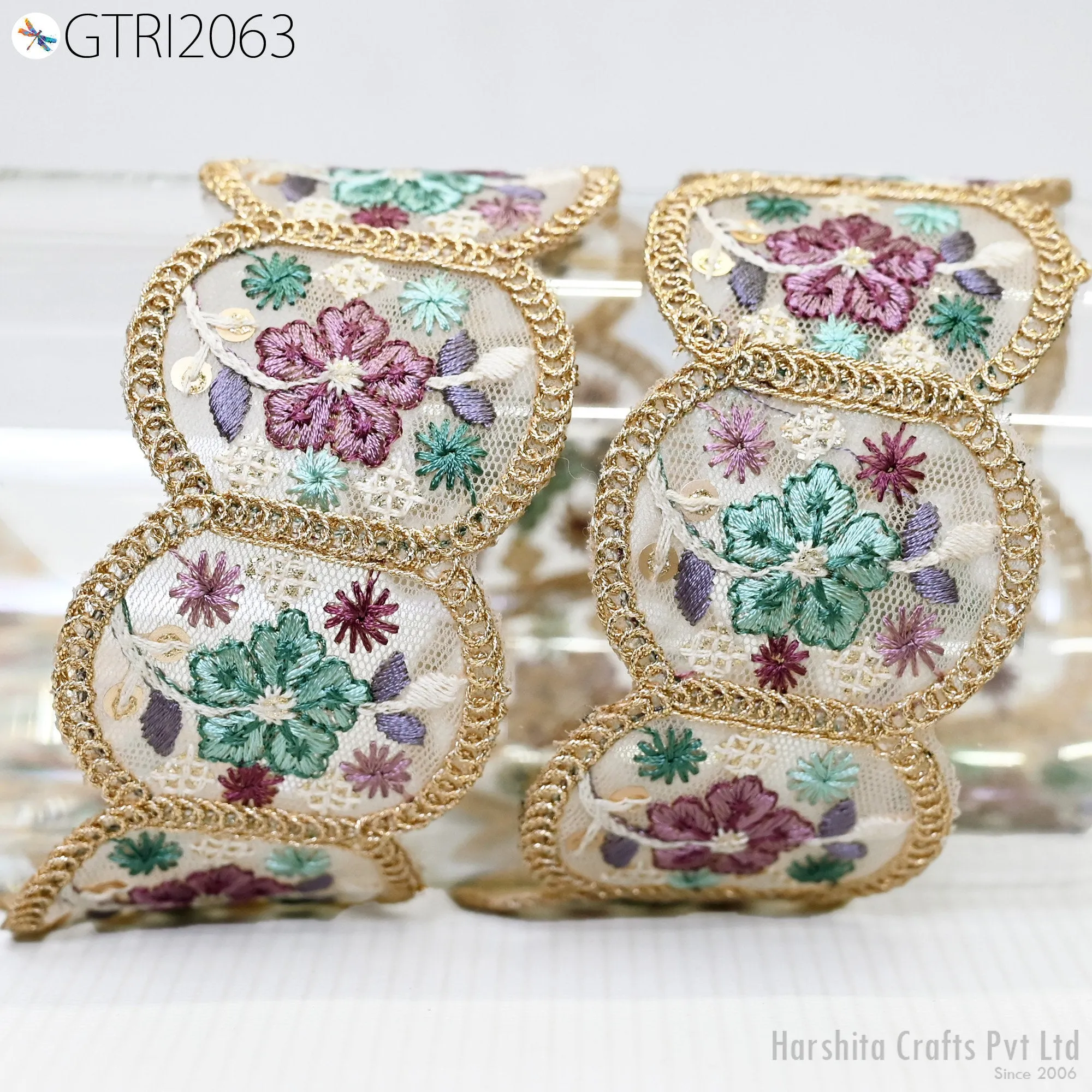 9 Yard Indian Trim Dress Sari Border DIY Crafting 5cm Ribbon Sewing Fabric Embroidered Decorative Costumes Cushion Curtain Home Decor Trim
