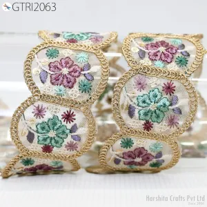 9 Yard Indian Trim Dress Sari Border DIY Crafting 5cm Ribbon Sewing Fabric Embroidered Decorative Costumes Cushion Curtain Home Decor Trim