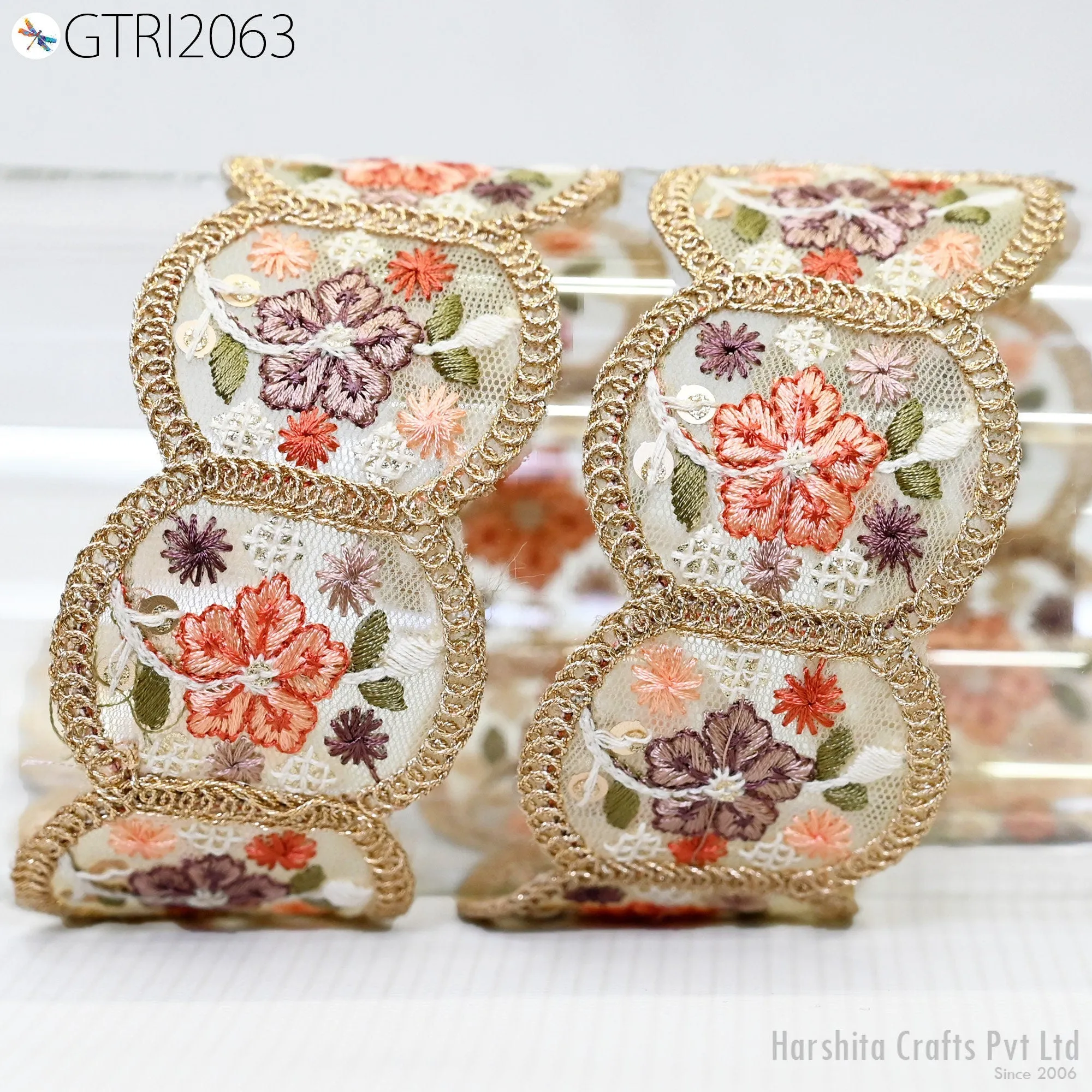 9 Yard Indian Trim Dress Sari Border DIY Crafting 5cm Ribbon Sewing Fabric Embroidered Decorative Costumes Cushion Curtain Home Decor Trim
