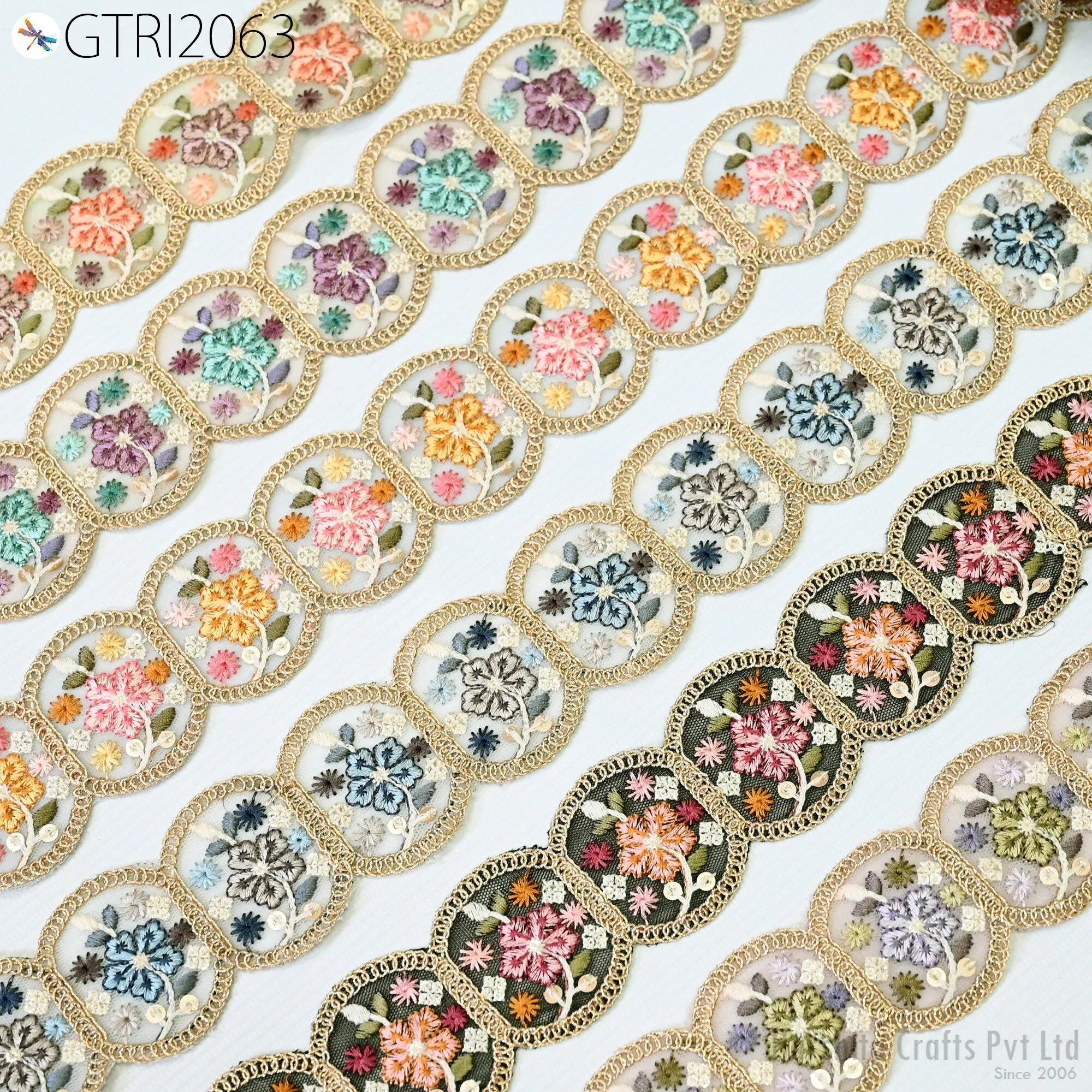 9 Yard Indian Trim Dress Sari Border DIY Crafting 5cm Ribbon Sewing Fabric Embroidered Decorative Costumes Cushion Curtain Home Decor Trim