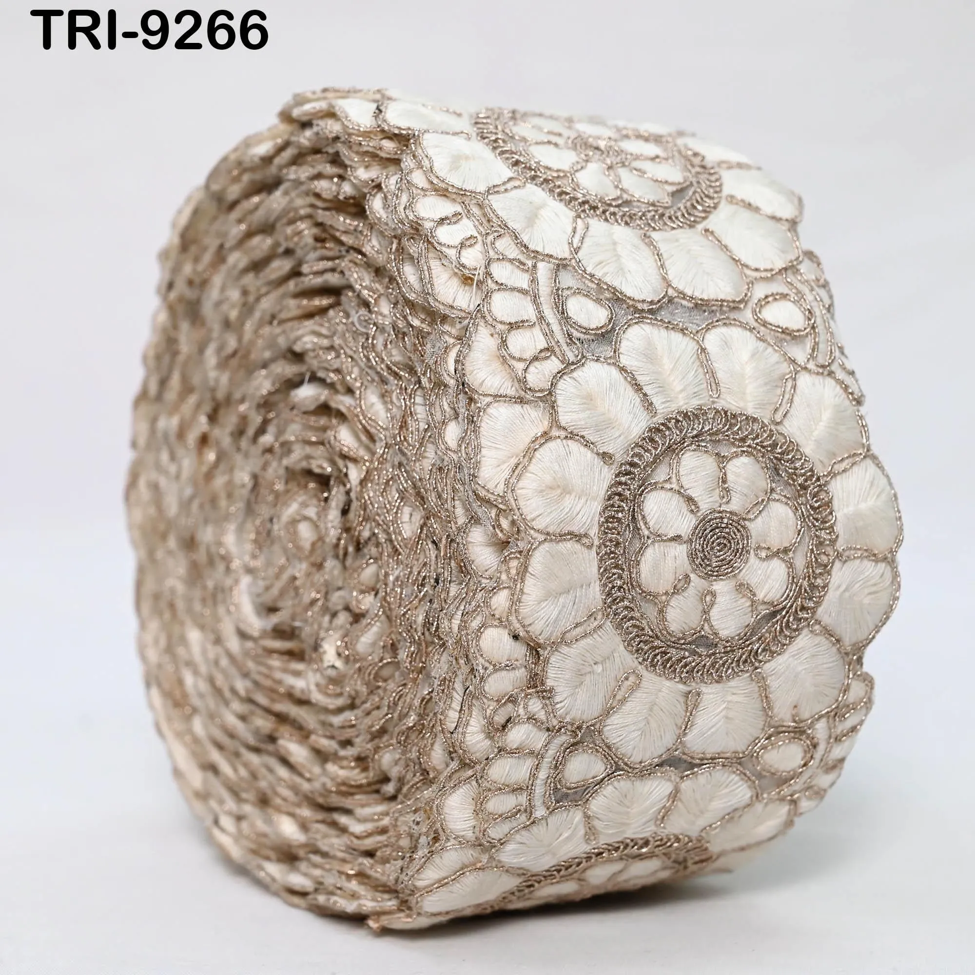 9 Yard Ivory Indian Embroidery Trim 8cm Ribbon Embroidered Wedding Sari lehenga Border Saree  Sewing Crafting Wall Decor Curtains Headbands