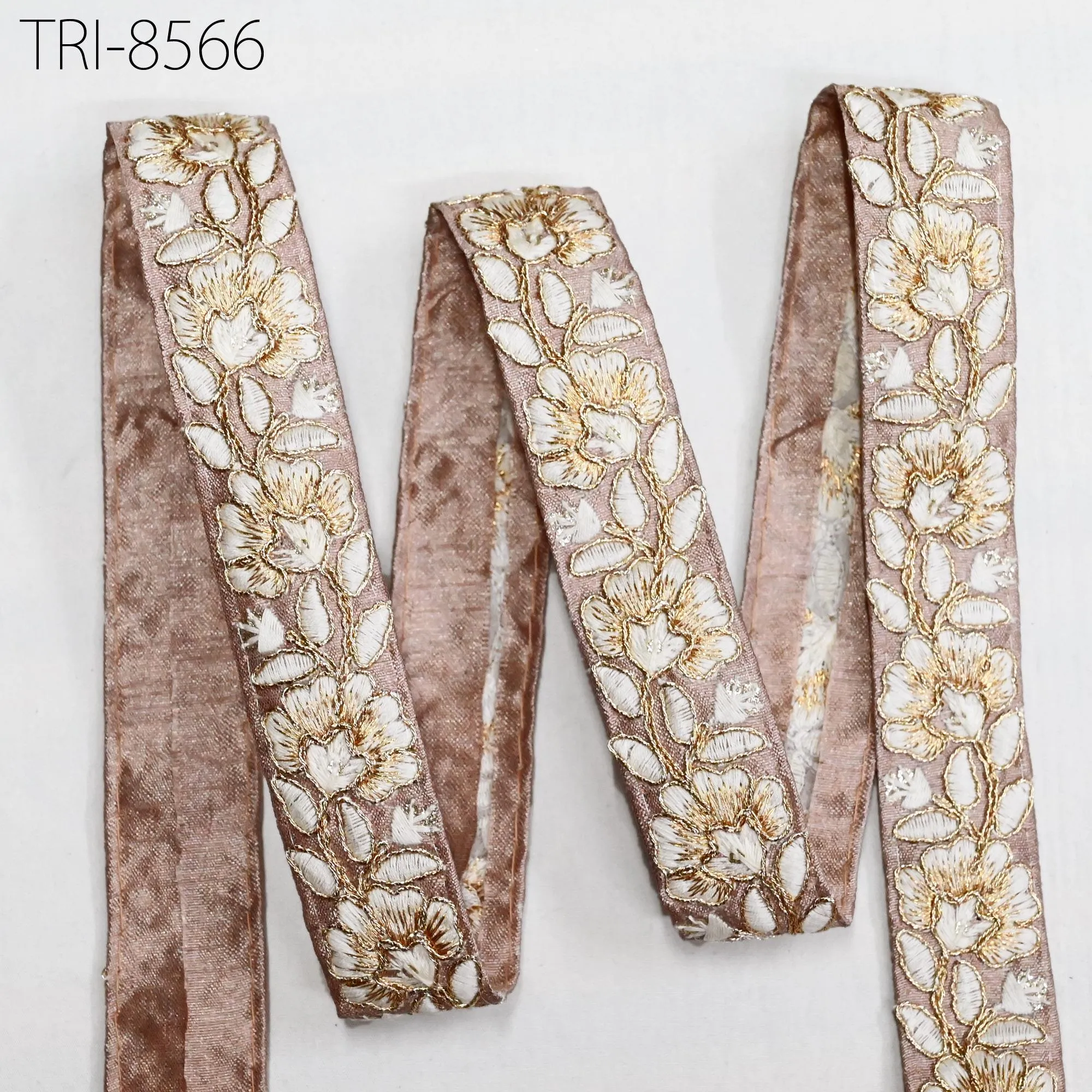 9 Yard  Mauve 27cm Gold Embroidery Ribbons Gift Wrapping Indian Sari Embellish Sewing DIY Crafting Embroidered Fabric Trim Border Home Decor