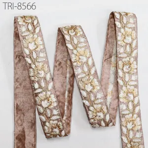 9 Yard  Mauve 27cm Gold Embroidery Ribbons Gift Wrapping Indian Sari Embellish Sewing DIY Crafting Embroidered Fabric Trim Border Home Decor