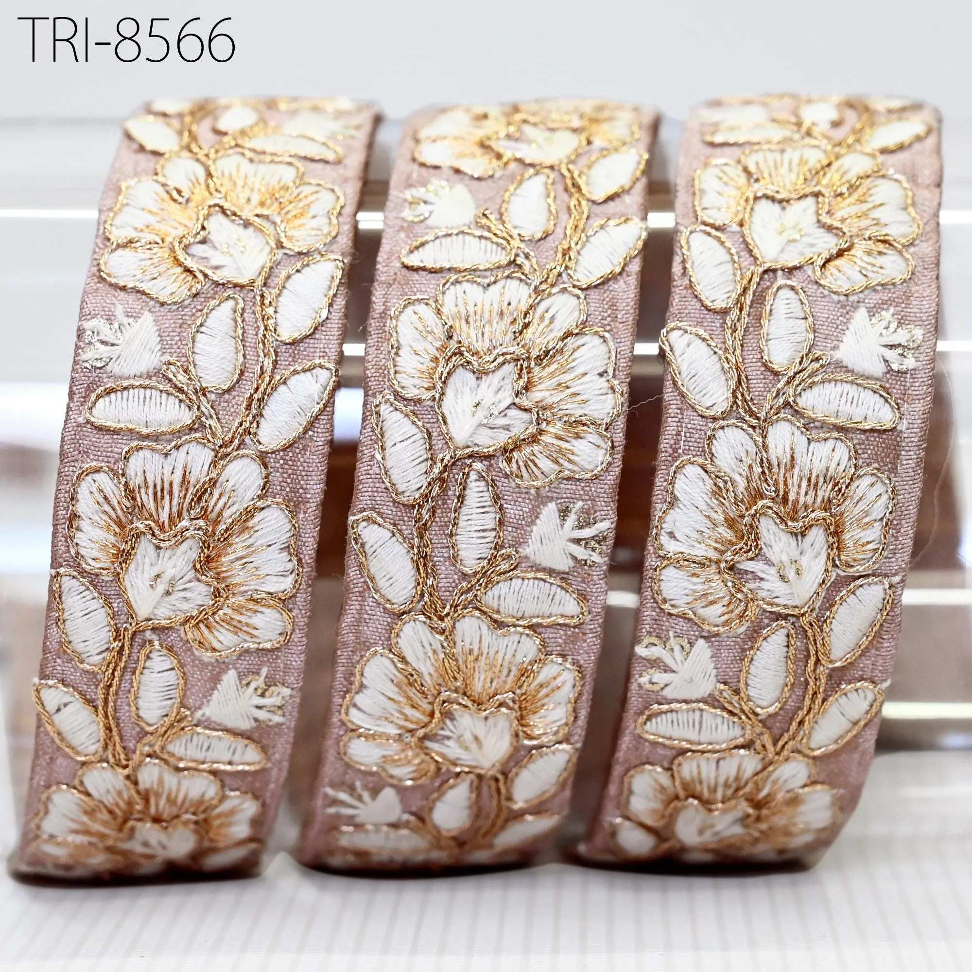 9 Yard  Mauve 27cm Gold Embroidery Ribbons Gift Wrapping Indian Sari Embellish Sewing DIY Crafting Embroidered Fabric Trim Border Home Decor