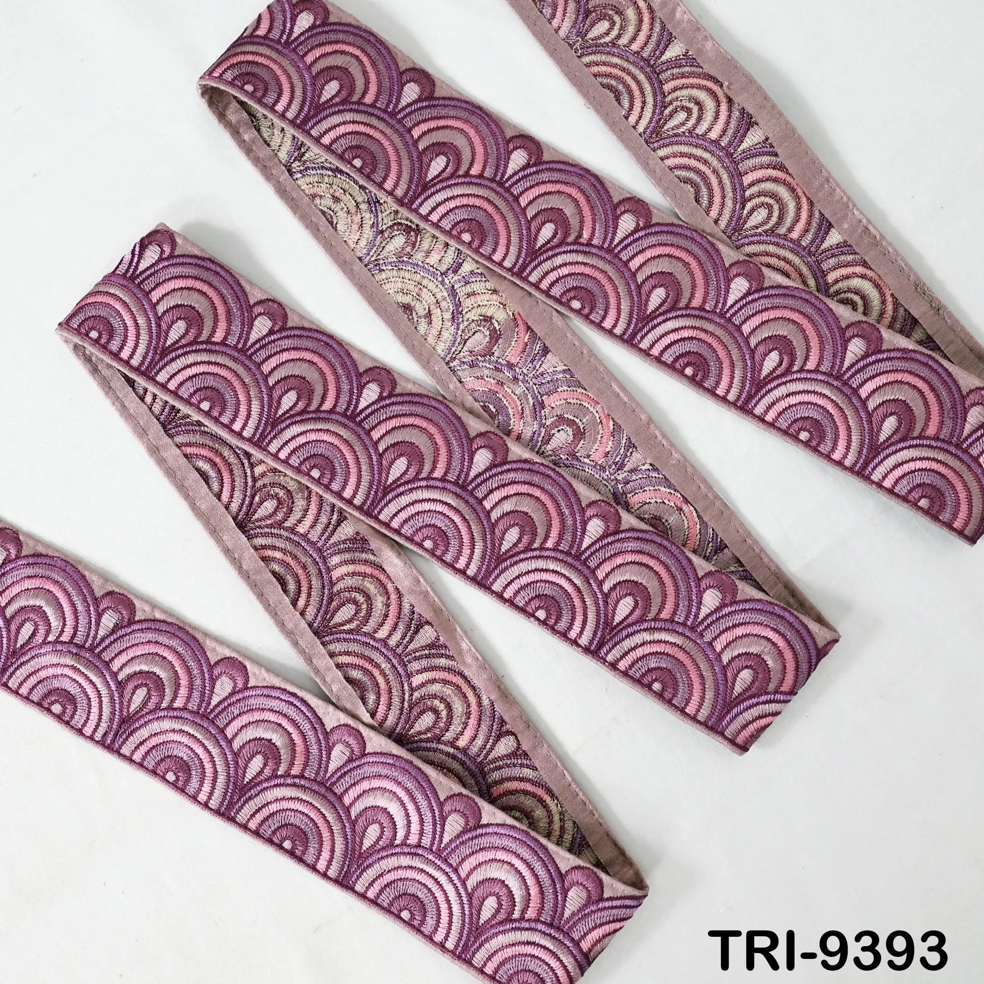 9 Yard Mauve 5cm Embroidery Trim Ribbon Border Embroidered Fabric Gift Wrapping Saree Crafting Shoe making Lampshades Belts Embellishment