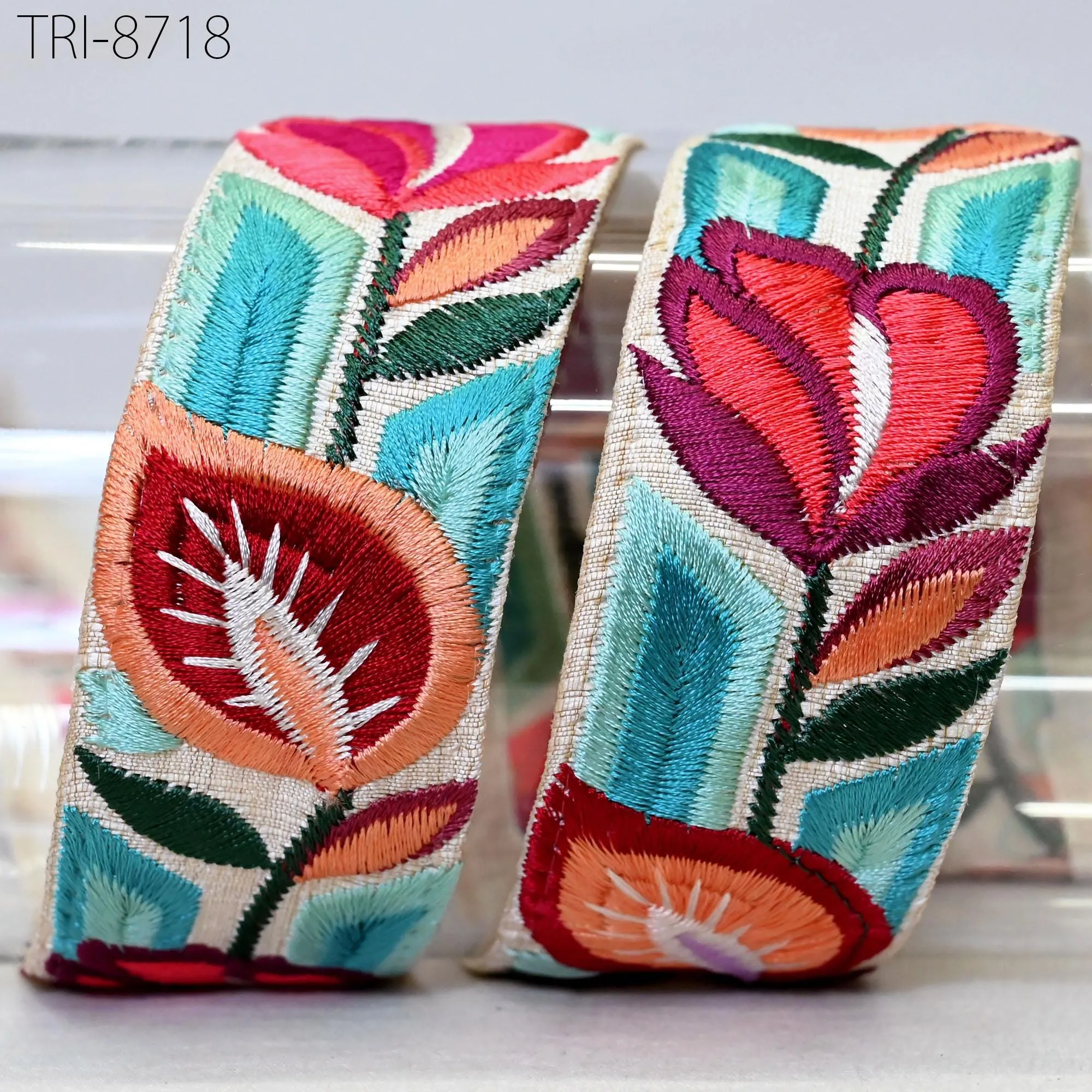 9 Yard Red 4cm  Embroidery  Ribbons Trim Embellishment Embroidered Fabric Saree Border Theatrical Costumes Crafting Sewing Holidays Decor