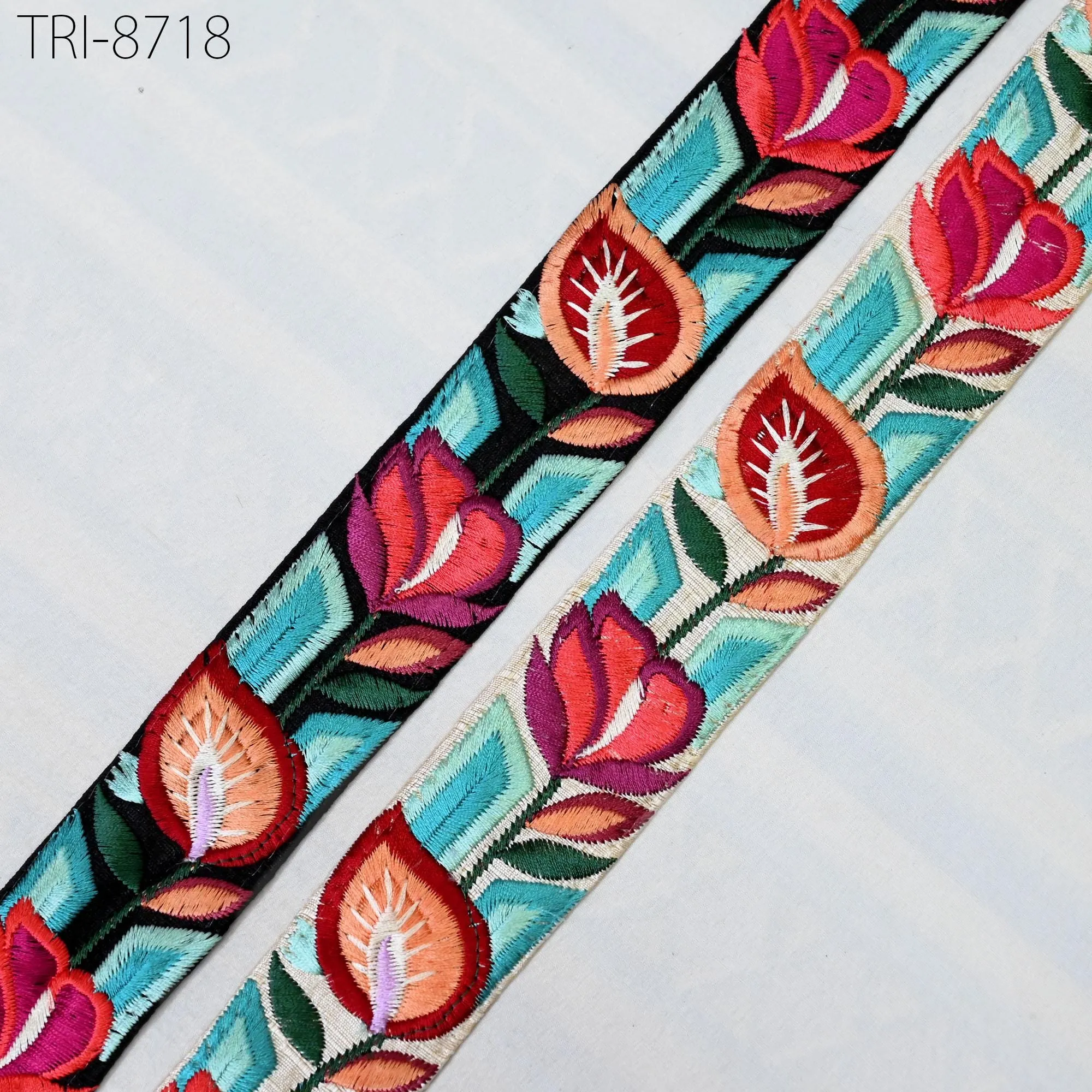 9 Yard Red 4cm  Embroidery  Ribbons Trim Embellishment Embroidered Fabric Saree Border Theatrical Costumes Crafting Sewing Holidays Decor